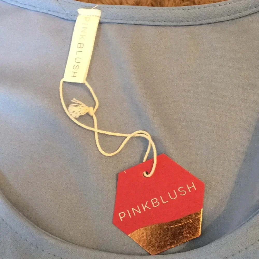 NEW*PinkBlush Blue Solid‎ Scalloped Hem Top - Picture 14 of 15